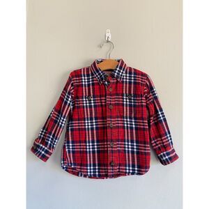 Duluth Trading Co Kid's Free Swingin Flannel Shirt 2T 100% Cotton Red Blue White